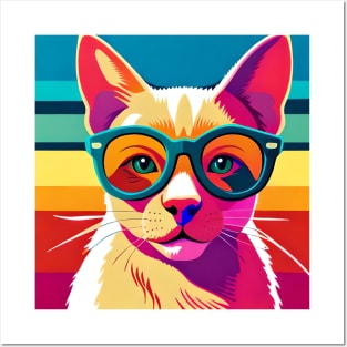 Feline Cool: Pop Art Cat Wearing Sunglasses Posters and Art